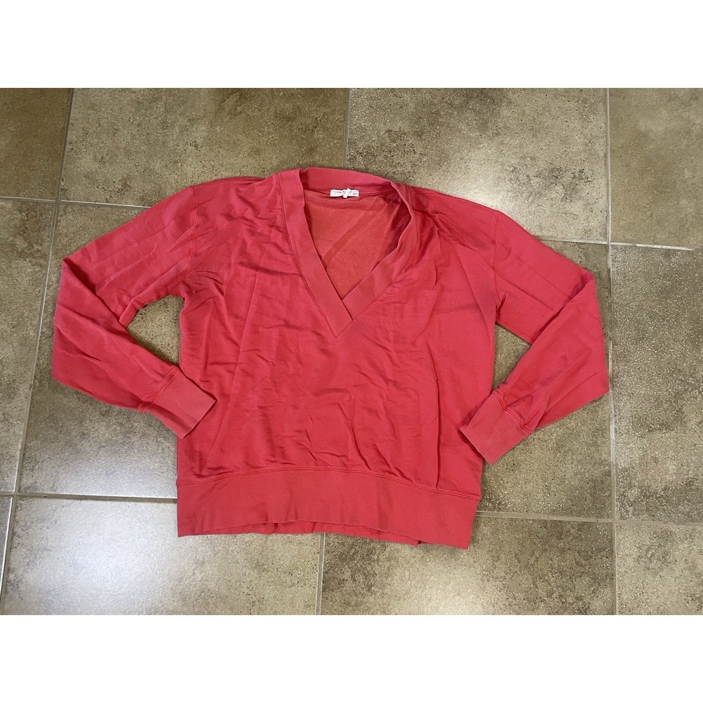 rag & bone Women's Sz XS Solid Knit V-Neck Long Sleeve Pullover Sweater Cotton